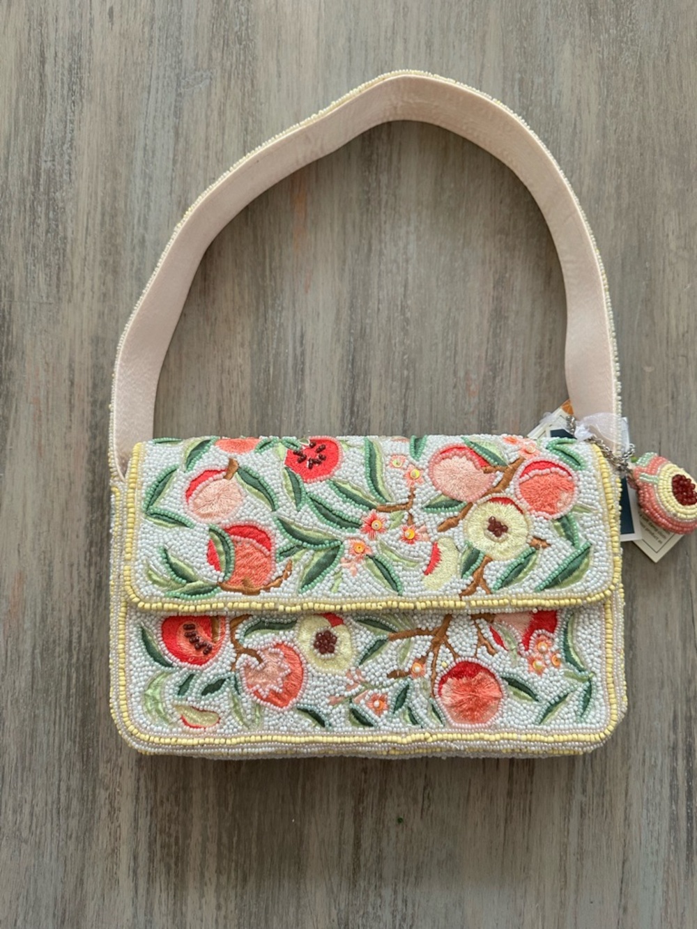 Made in India Beaded Peach Shoulder Bag